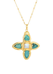 Lou Black Cross Golden Necklace