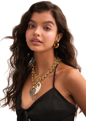 Lover's White Angel Wing Golden Necklace