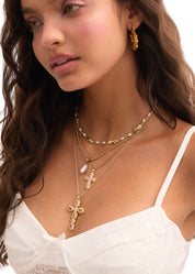 Laurent Pearl Golden Necklace