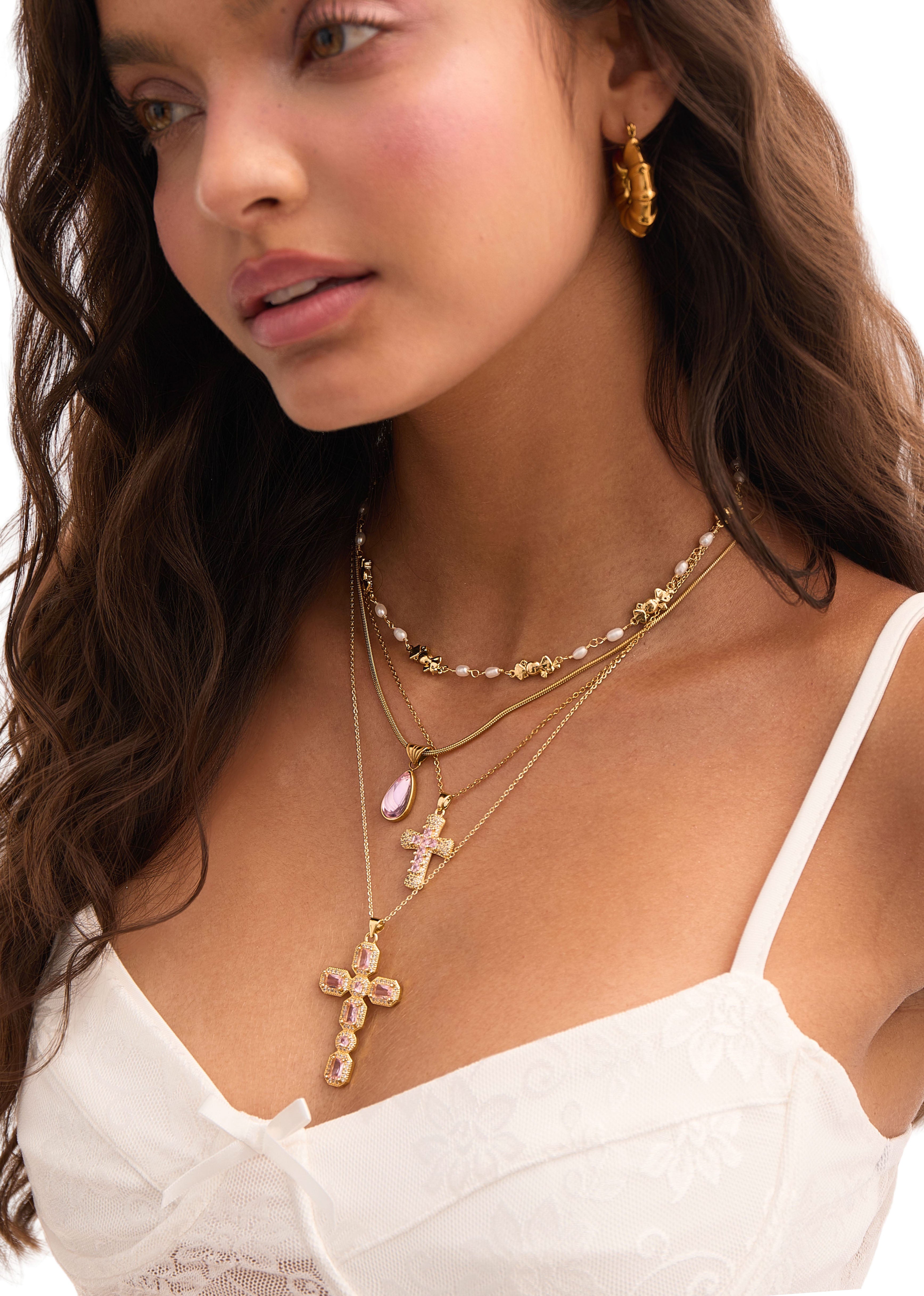 Laurent Pearl Golden Necklace