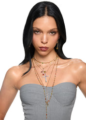 Geraldine Colorful Crystal Cross Golden Necklace