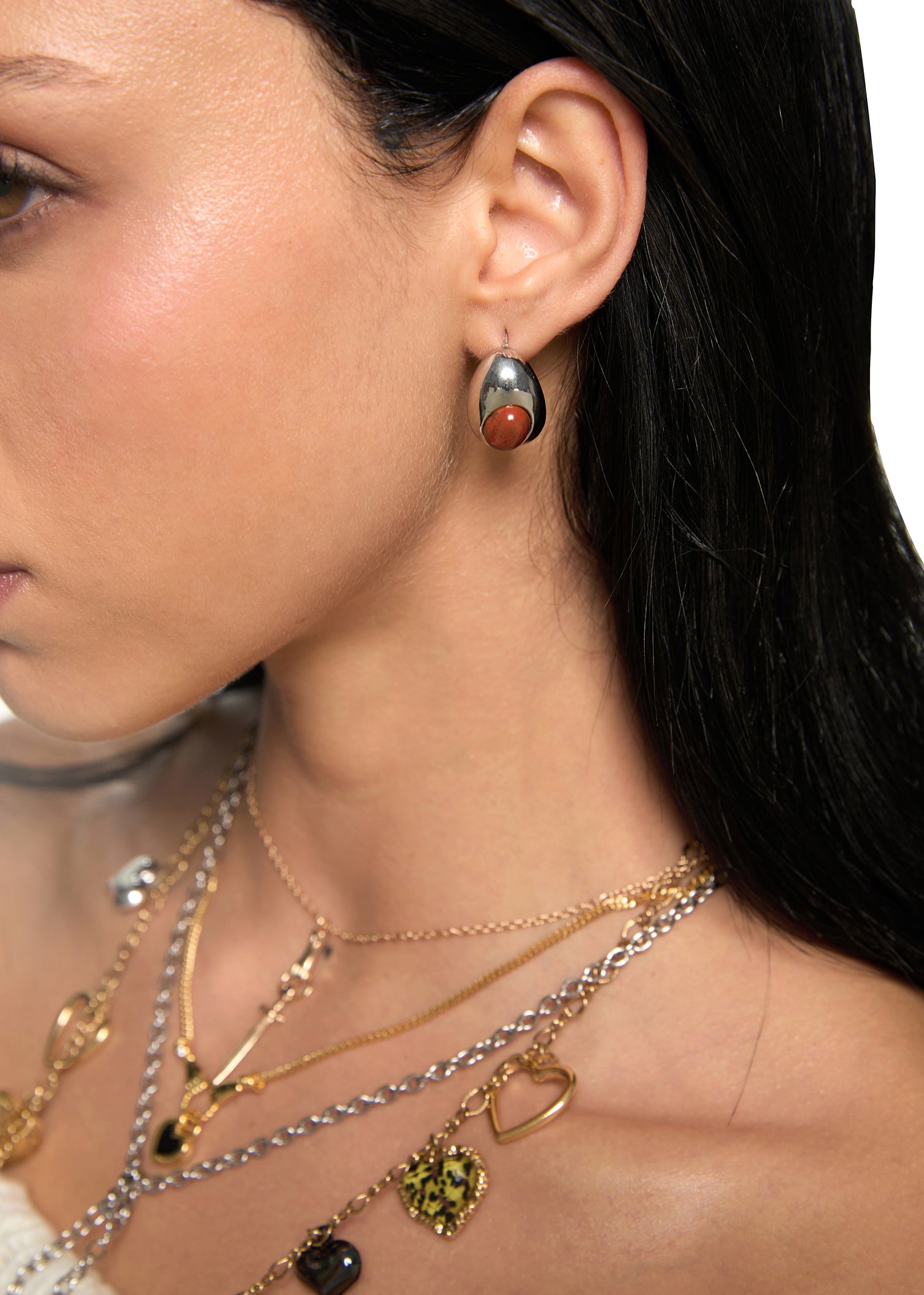 Tamara Red Silver Earrings