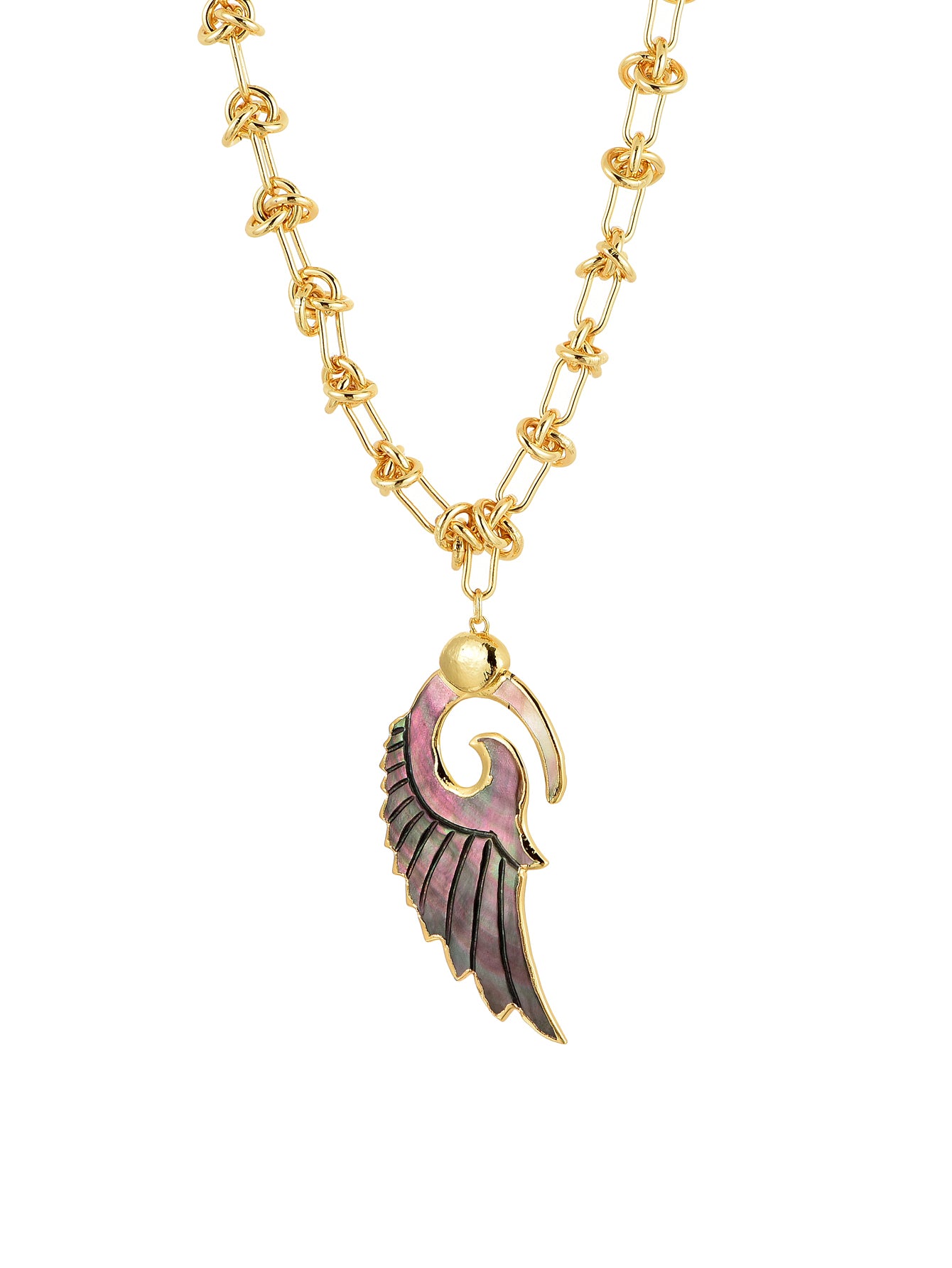 Lover's White Angel Wing Golden Necklace
