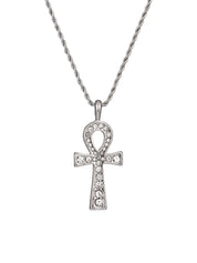 Glittering Ankh Silver Necklace