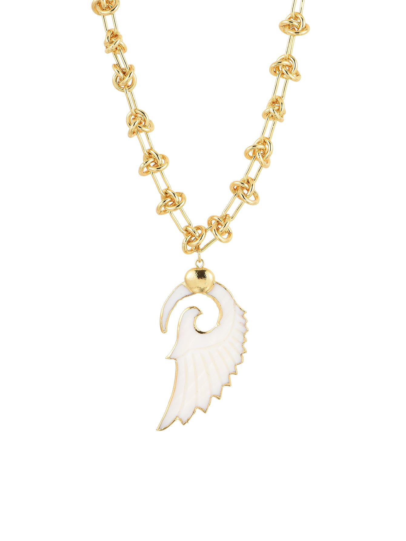 Lover's White Angel Wing Golden Necklace