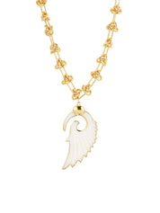 Lover's White Angel Wing Golden Necklace