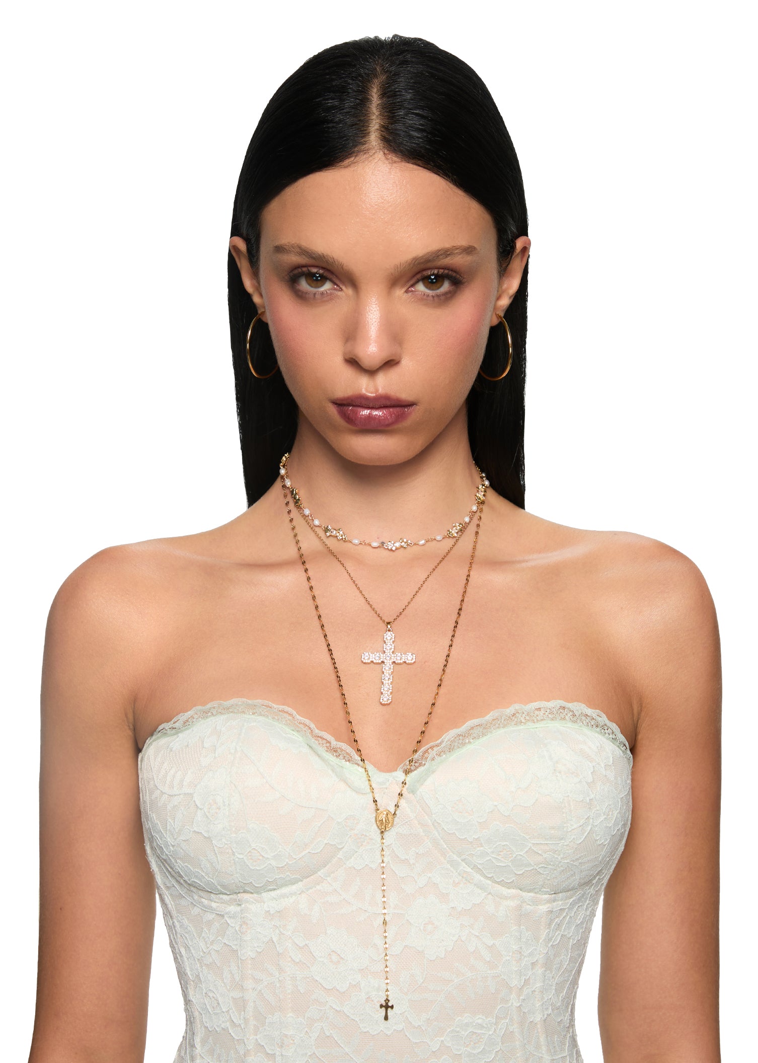 In Name of Rose White Cross Necklace