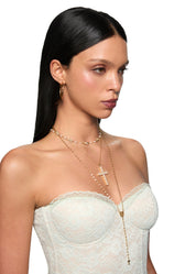 In Name of Rose White Cross Necklace