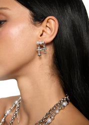 Val Duo Cross in Pearl Earrings