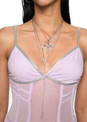 In Name Of Rose Cross Necklace in Silver