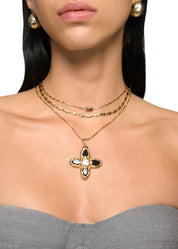 Lou Black Cross Golden Necklace