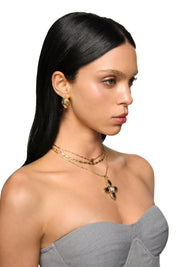 Lou Black Cross Golden Necklace