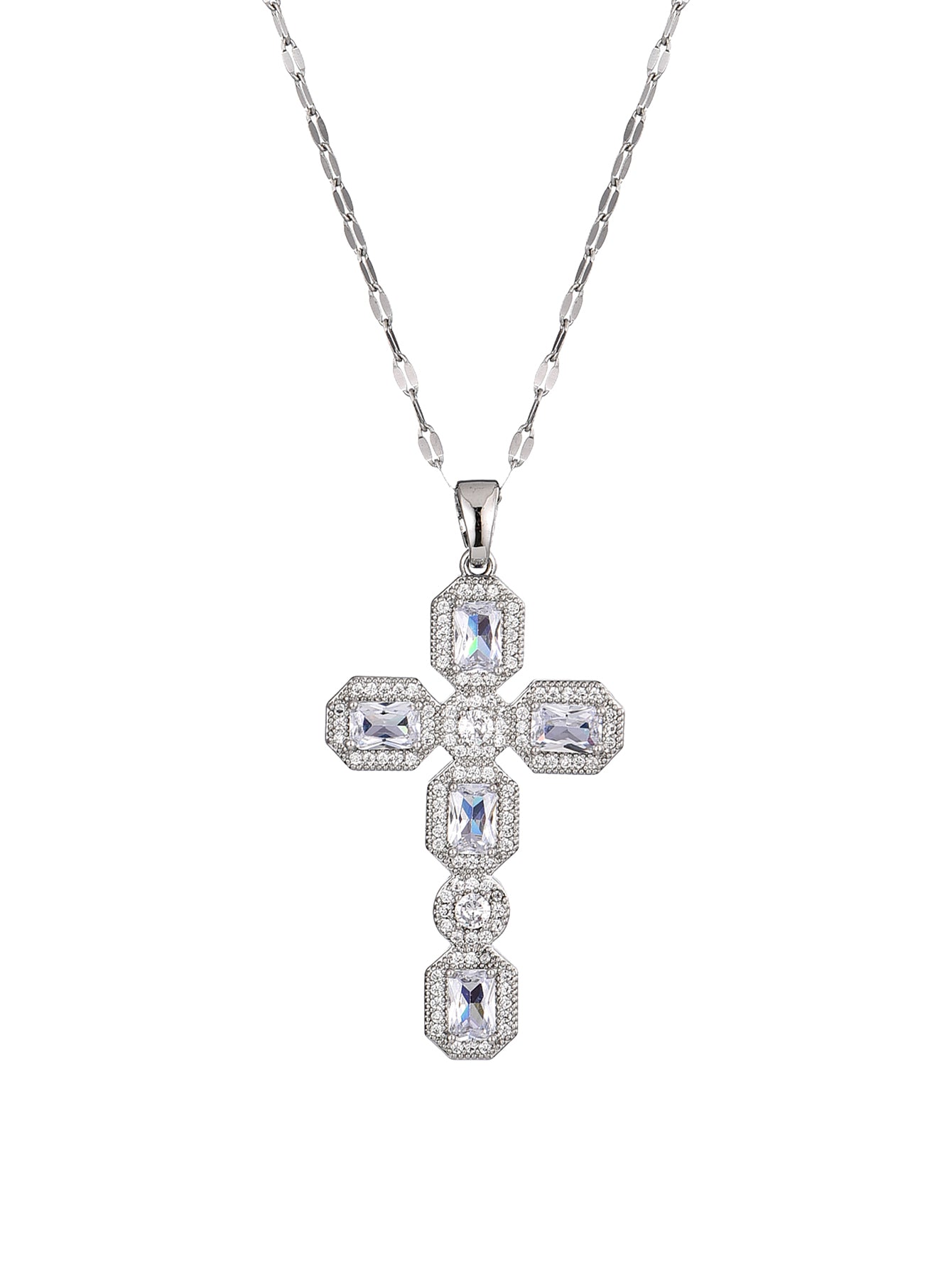 Scarlett White Silver Cross Necklace