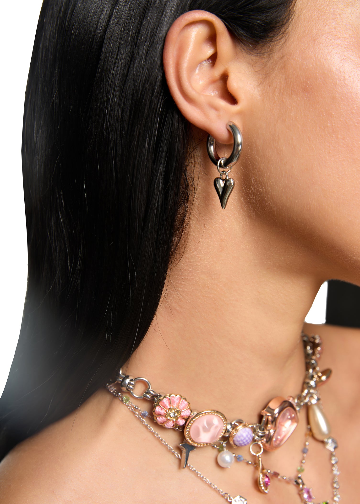 Belen Heart Asymetric Silver Earrings
