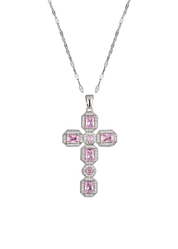Scarlett Pink Golden Cross Necklace