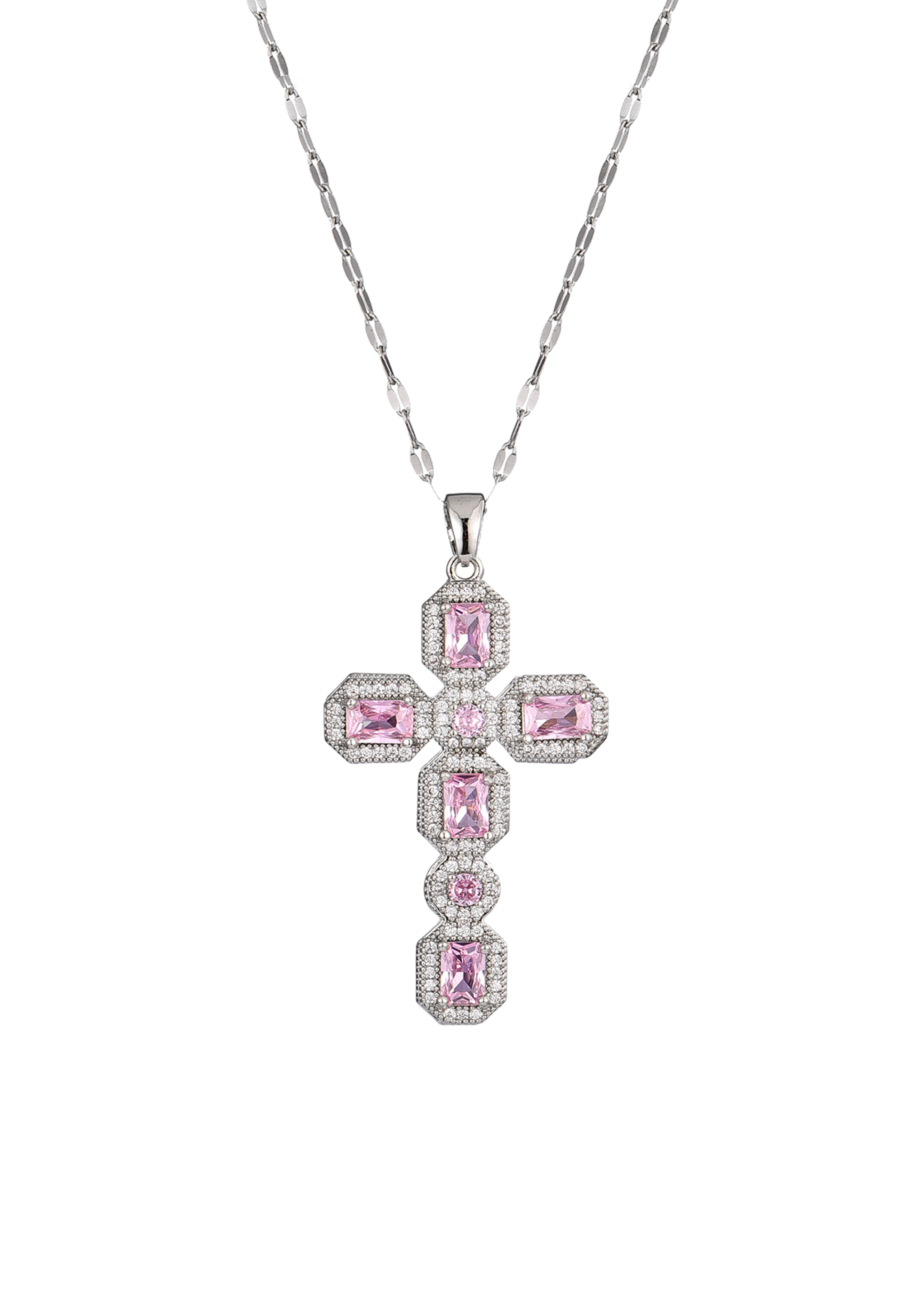 Scarlett Pink Golden Cross Necklace