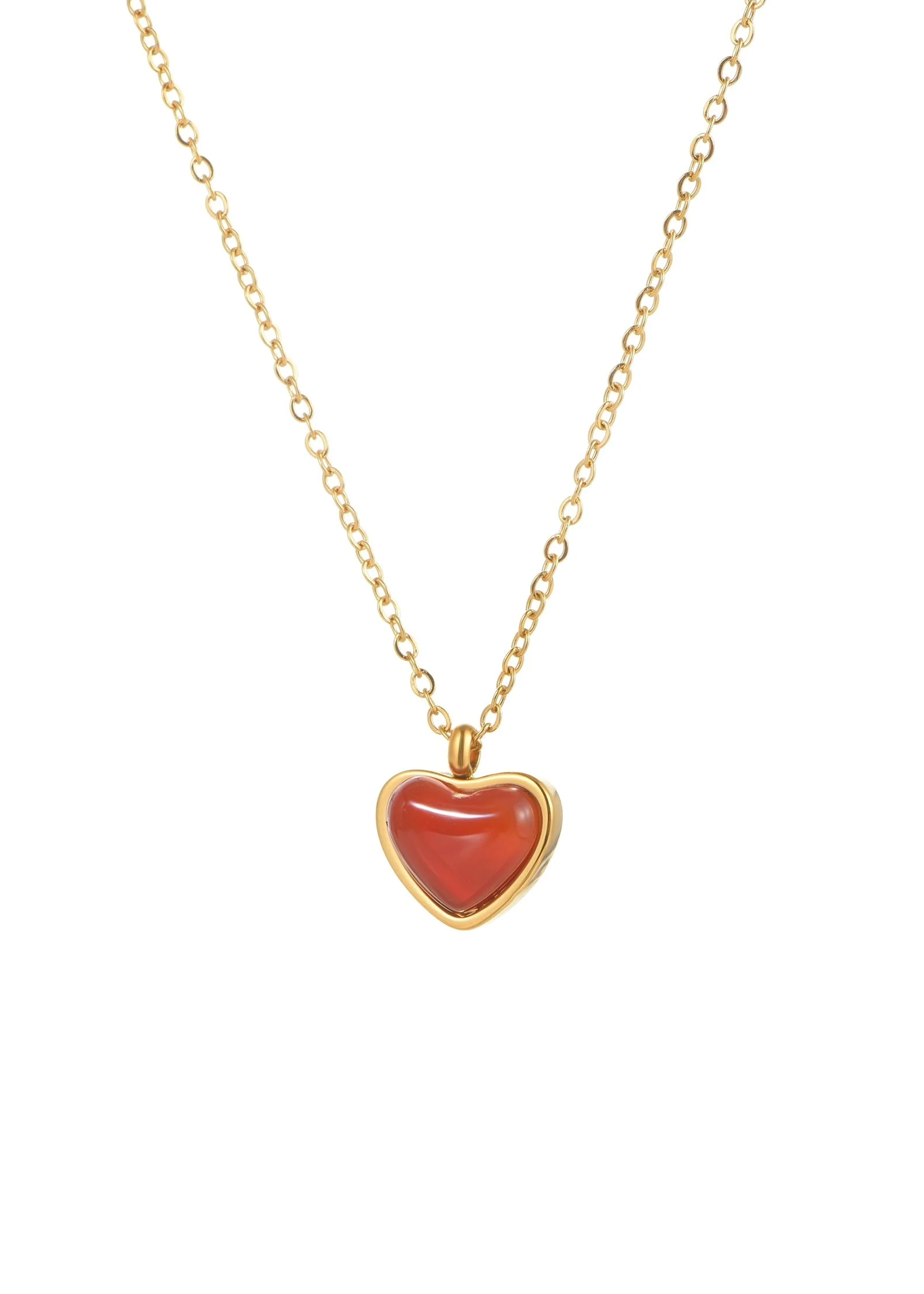 【極美品】カーネリアン　ハート　ネックレス　イエローゴールド Emily Carnelian Heart Necklace – Vintage Jewelry for Women