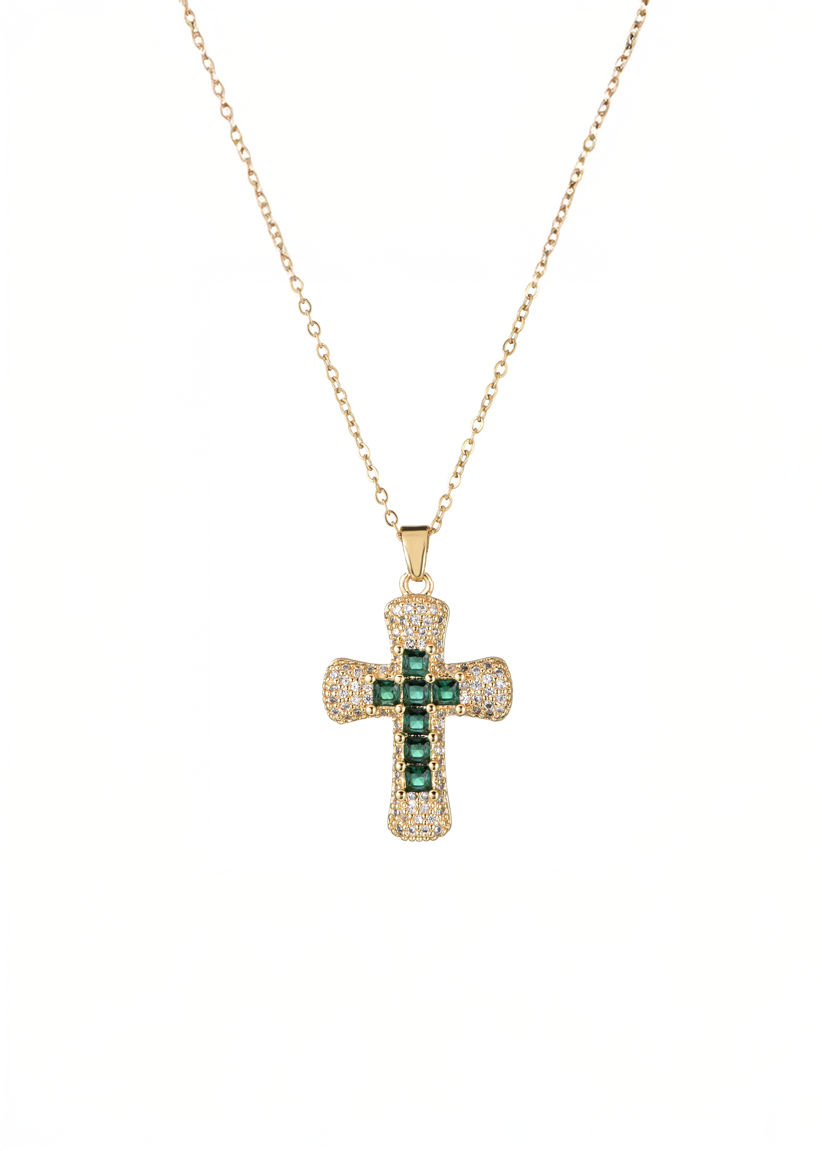 Fabrice Green Cross Necklace – Maison Foufou