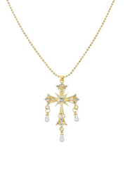 Kurt Cross Pearl Necklace - Silver