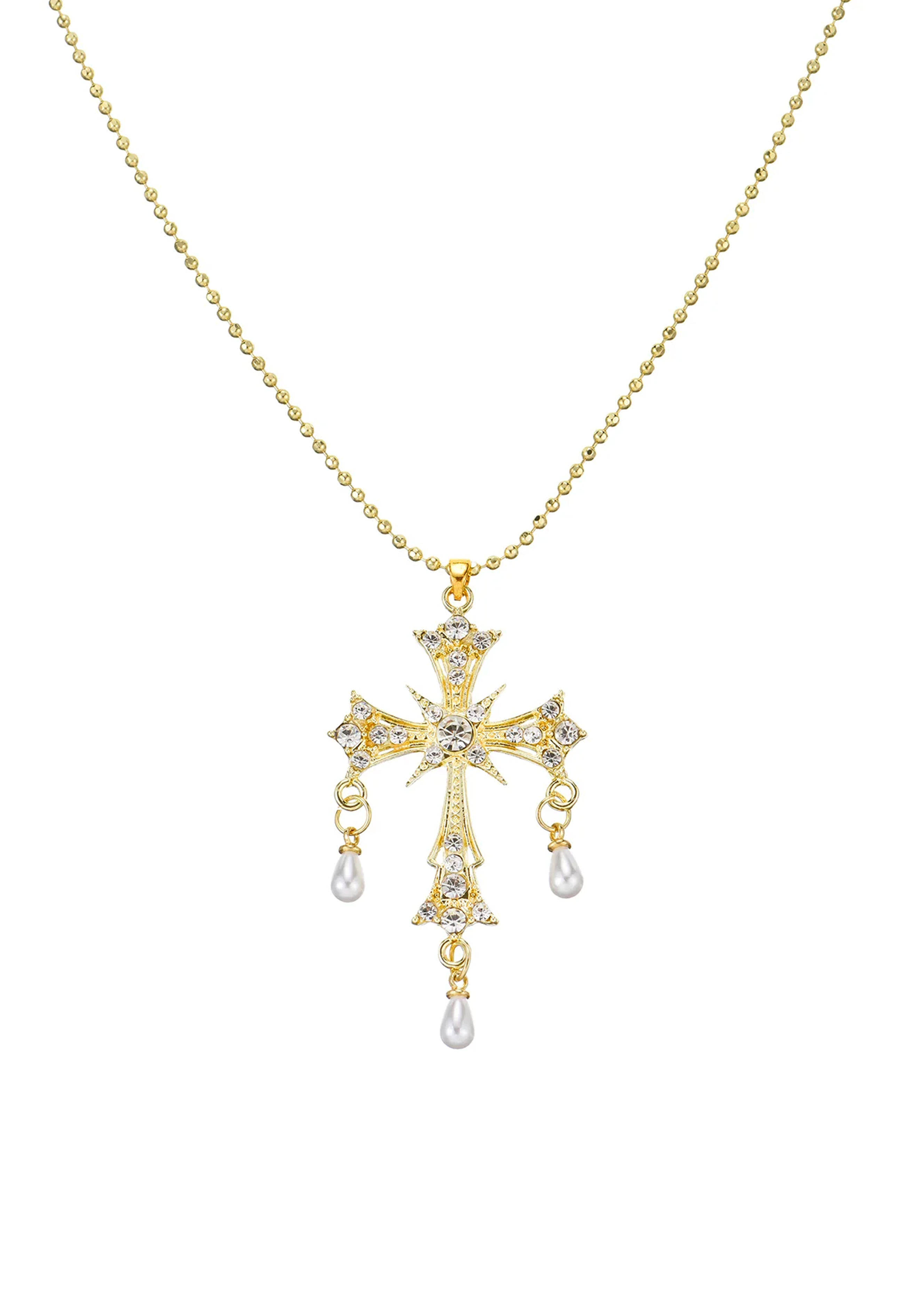 Kurt Cross Pearl Necklace - Silver