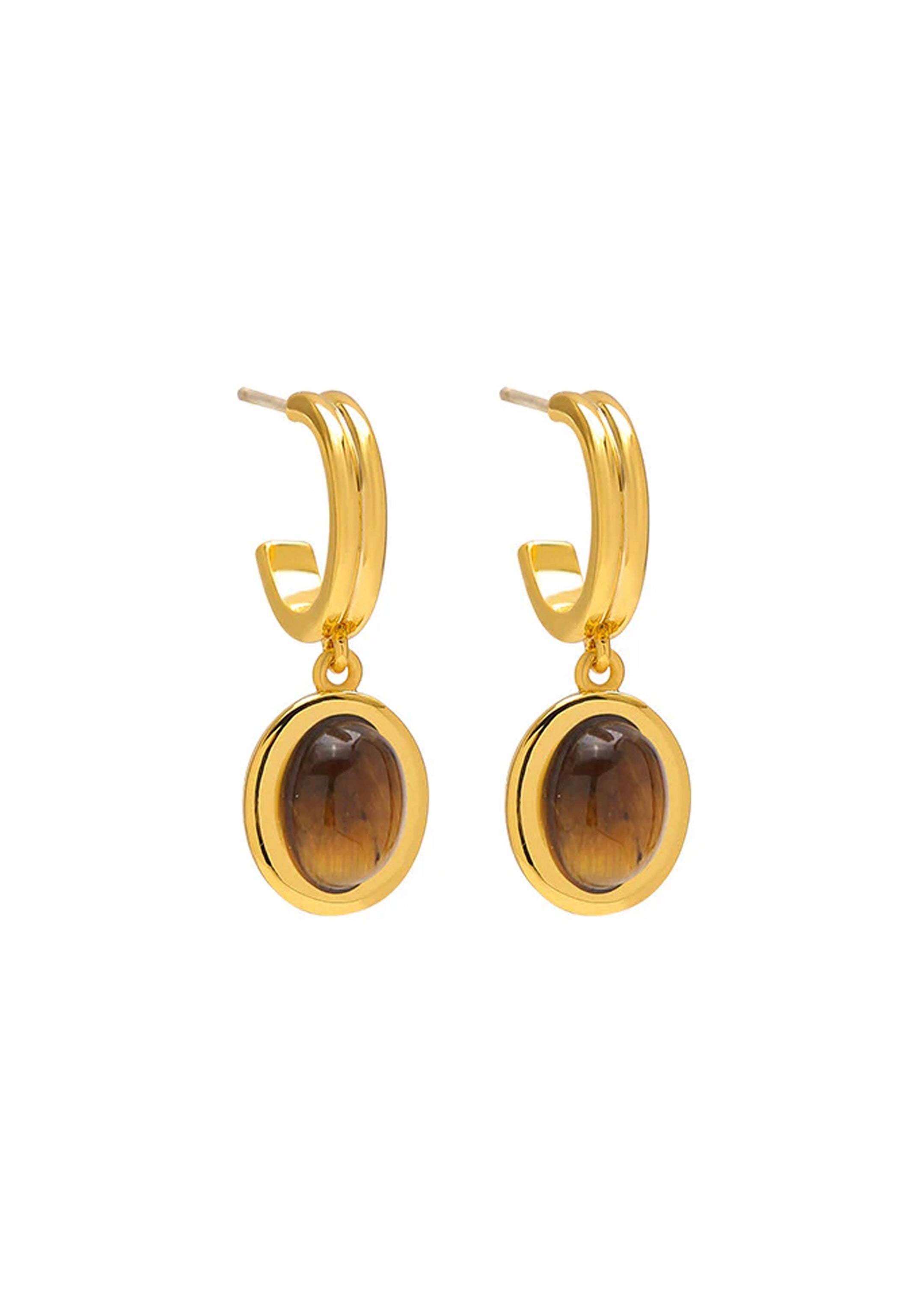 Anika Tiger's Eye Earrings – Vintage Jewelry for Women | FOUFOU