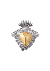 Sacre Coeur Ardent Heart Golden Silver Ring