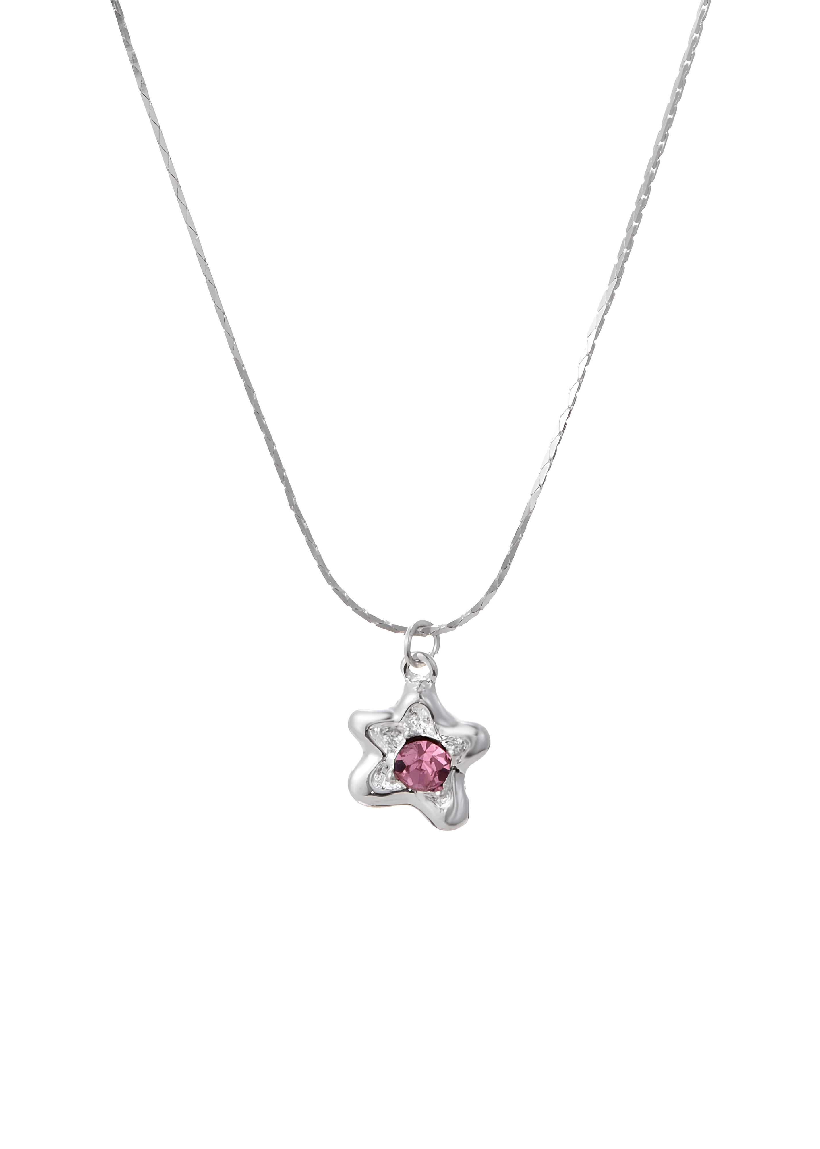 Phyllis Pink Star Silver Necklace