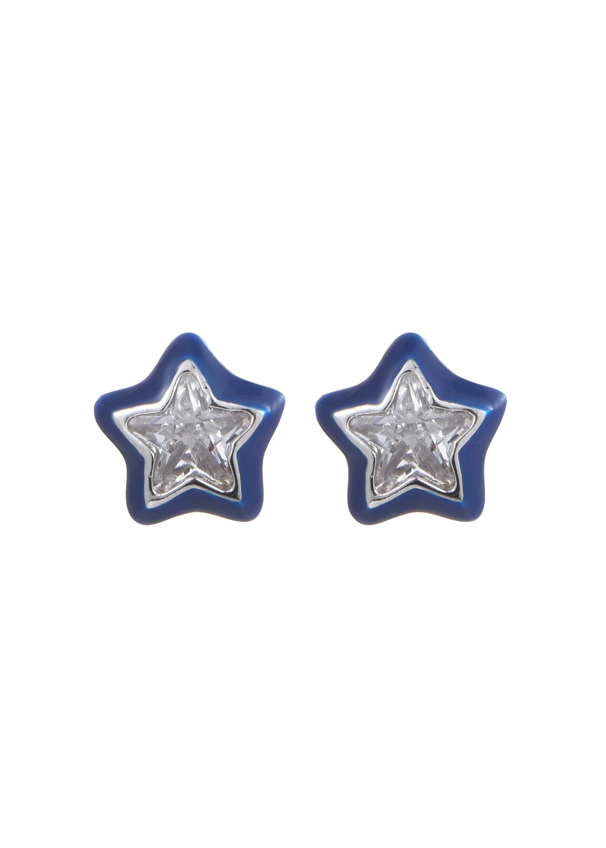 Jacques Blue Stars Silver Earrings