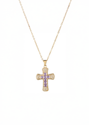 Fabrice Pink Cross Necklace