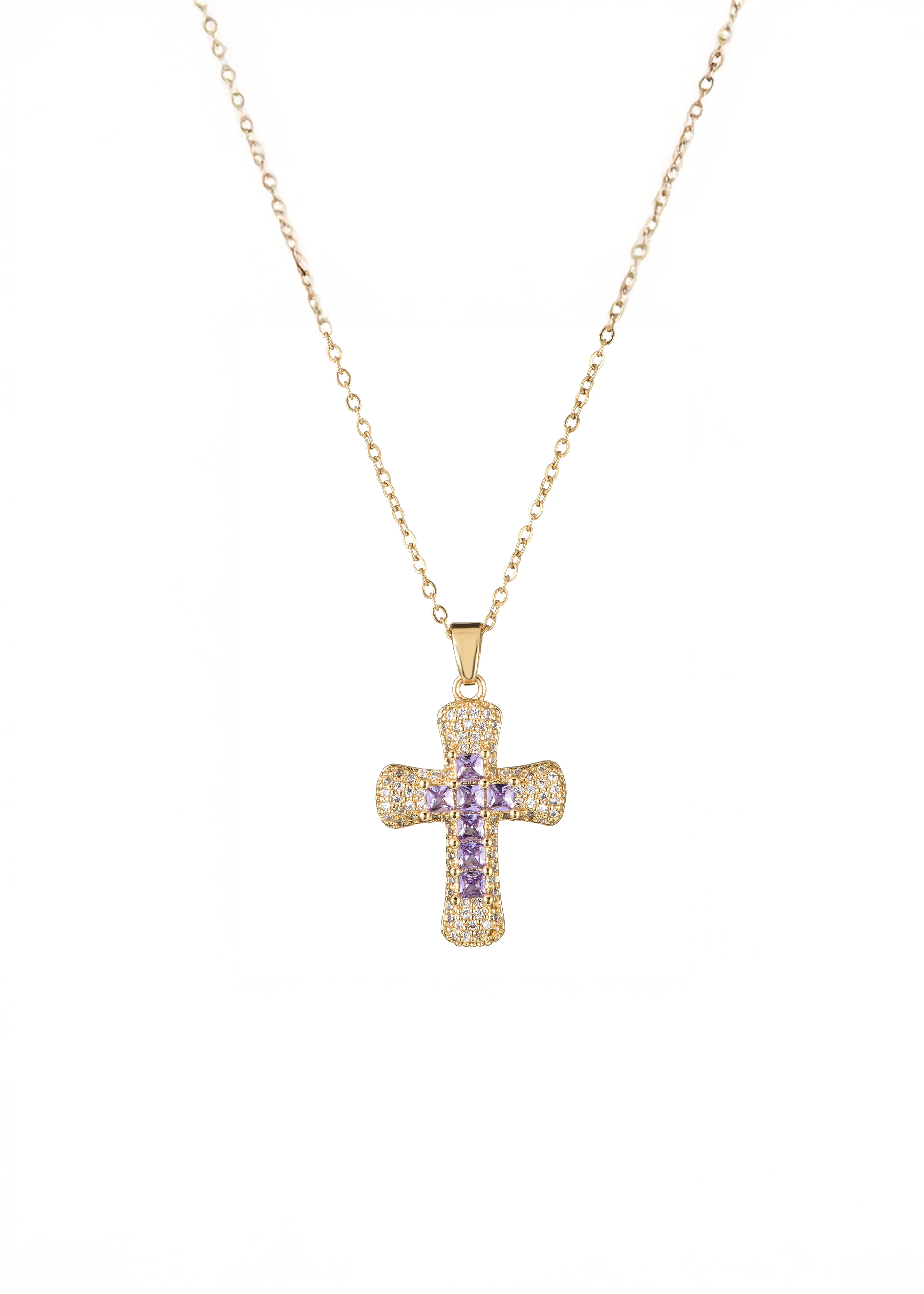 Fabrice Pink Cross Necklace