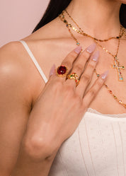 Helena Red Vintage Golden Ring