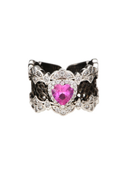 Elodie Pink Heart Gothic Silver Ring