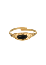 Mia Black Stone Golden Ring