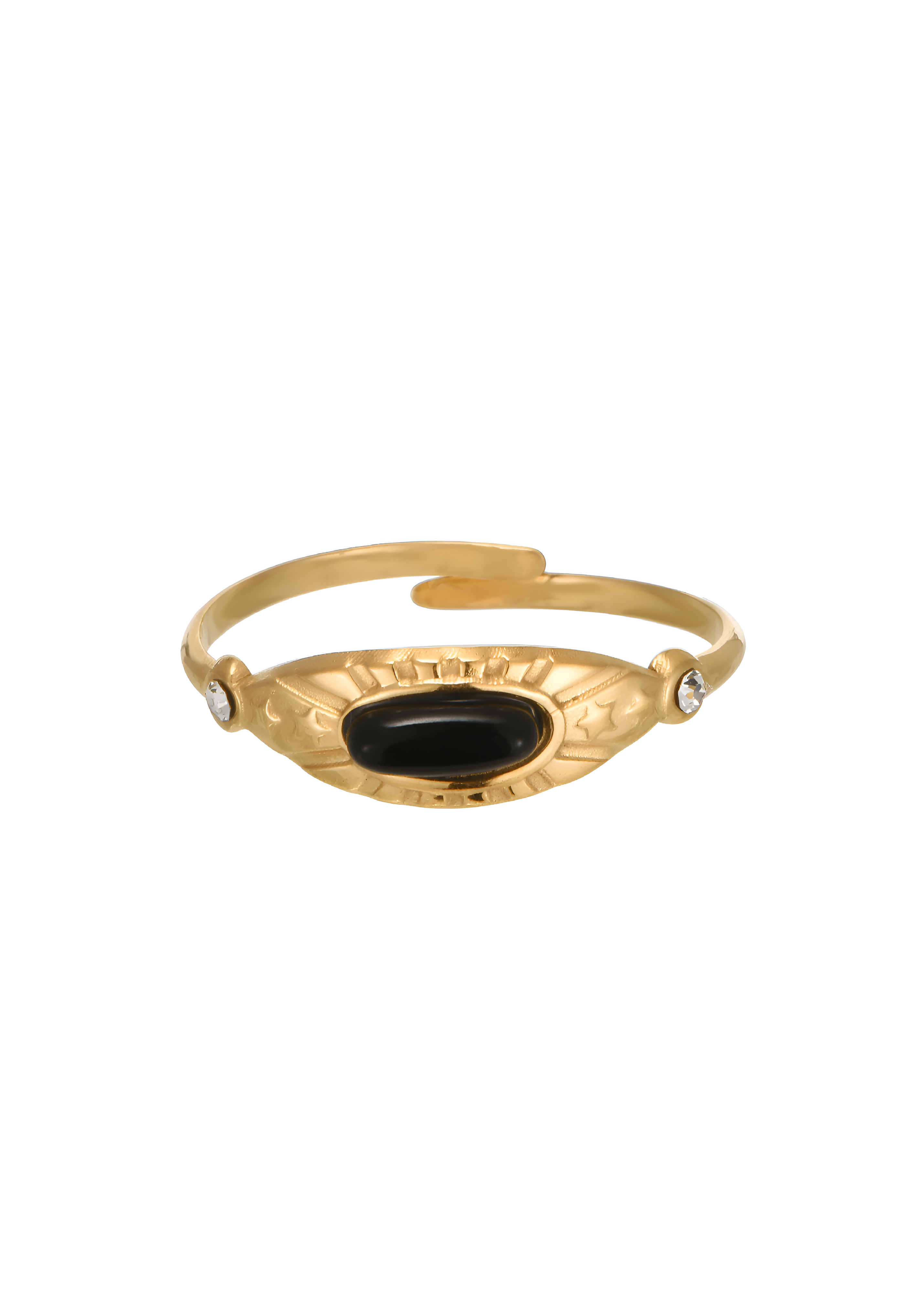 Mia Black Stone Golden Ring