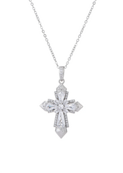 Mavis Crystal Silver Cross Necklace