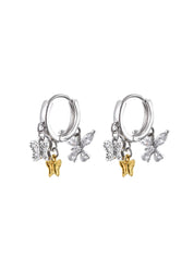 Silver Golden Butterfly Hoop Earrings