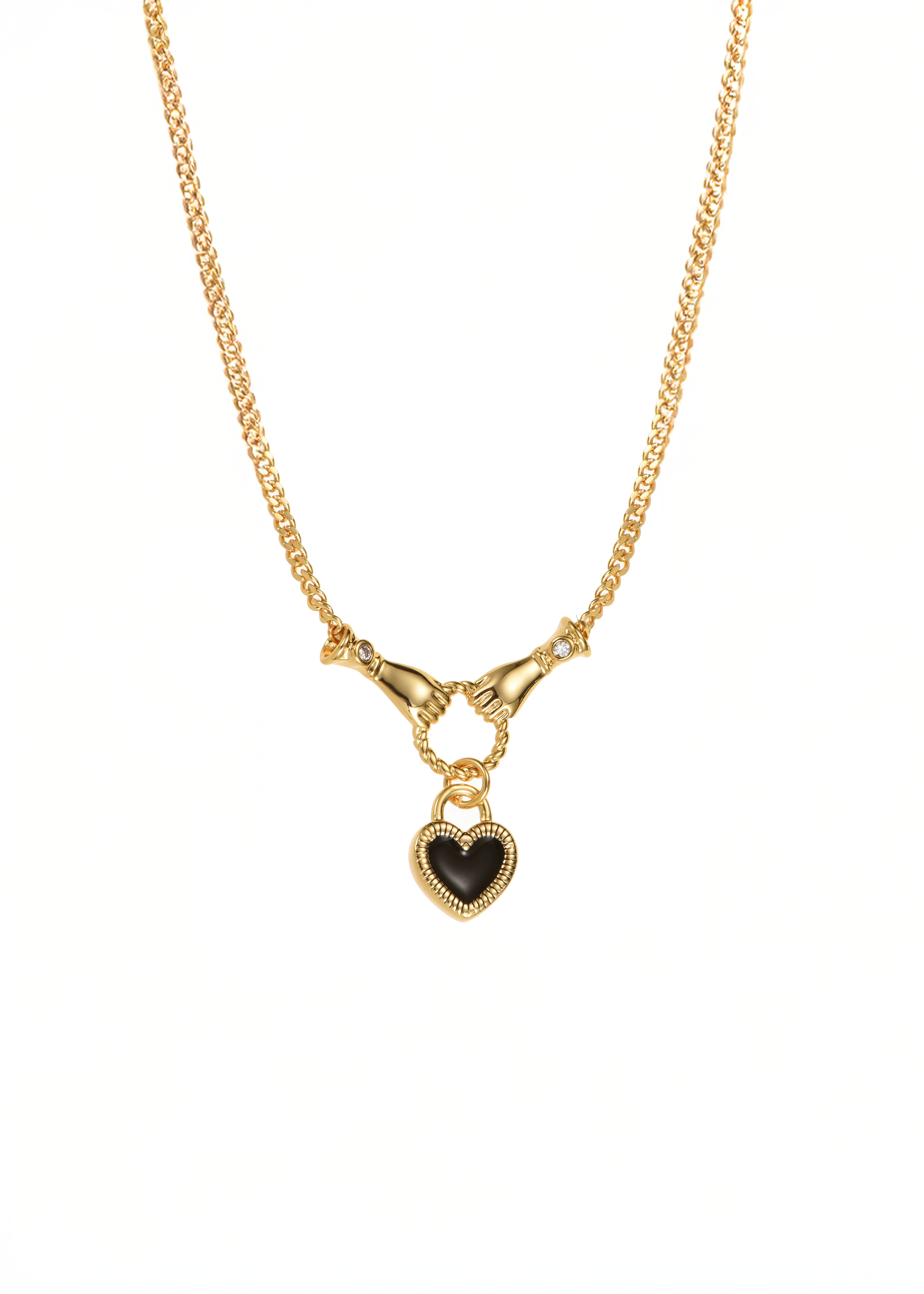 Madelaine Heart In Hands Love Golden Necklace – Vintage Jewelry