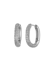 Diamond Leona Huggie Hoop Silver Earrings
