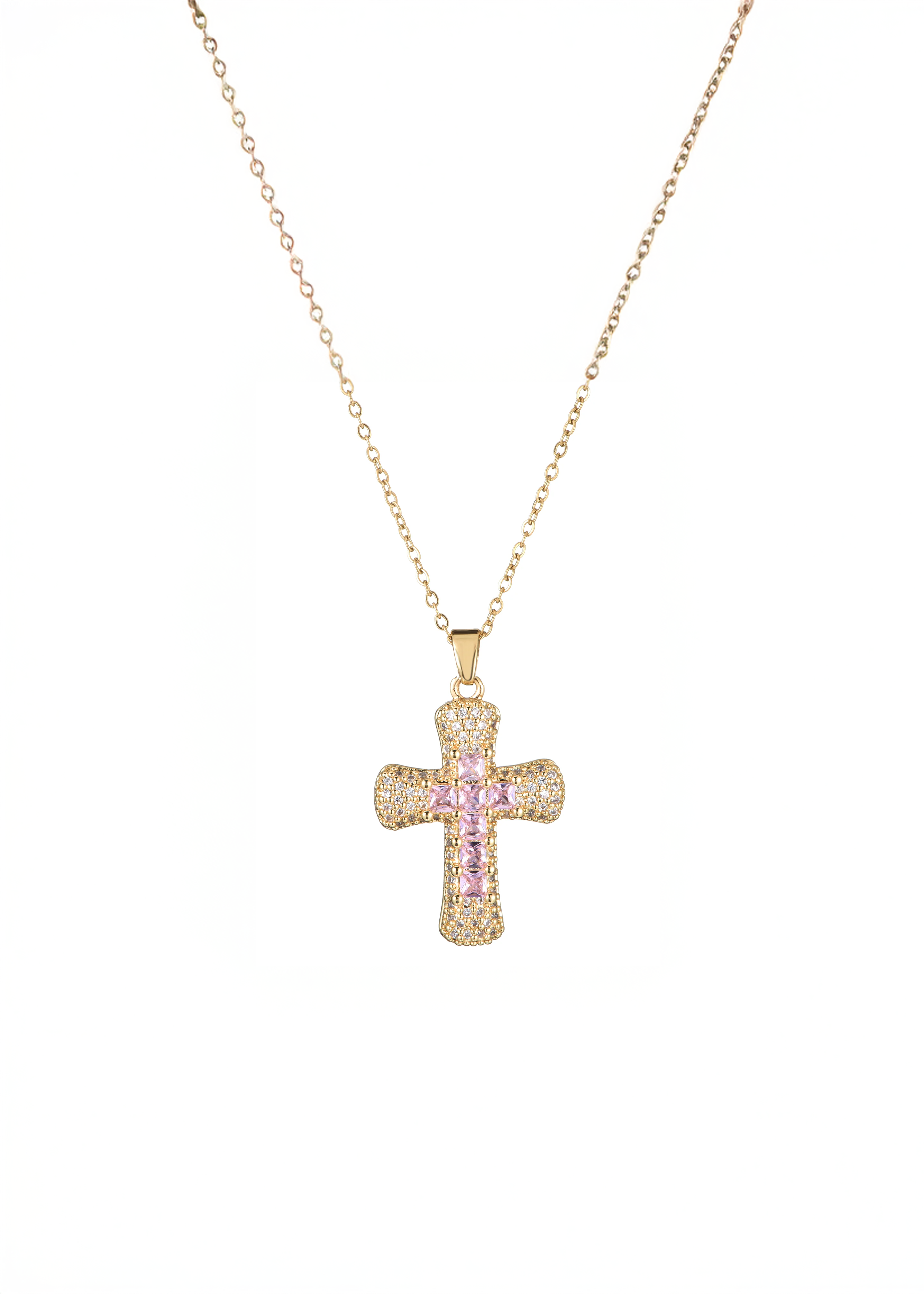 Fabrice Pink Cross Necklace – Maison Foufou