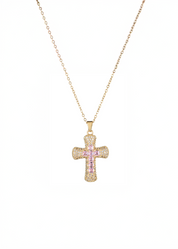 Fabrice Pink Cross Necklace