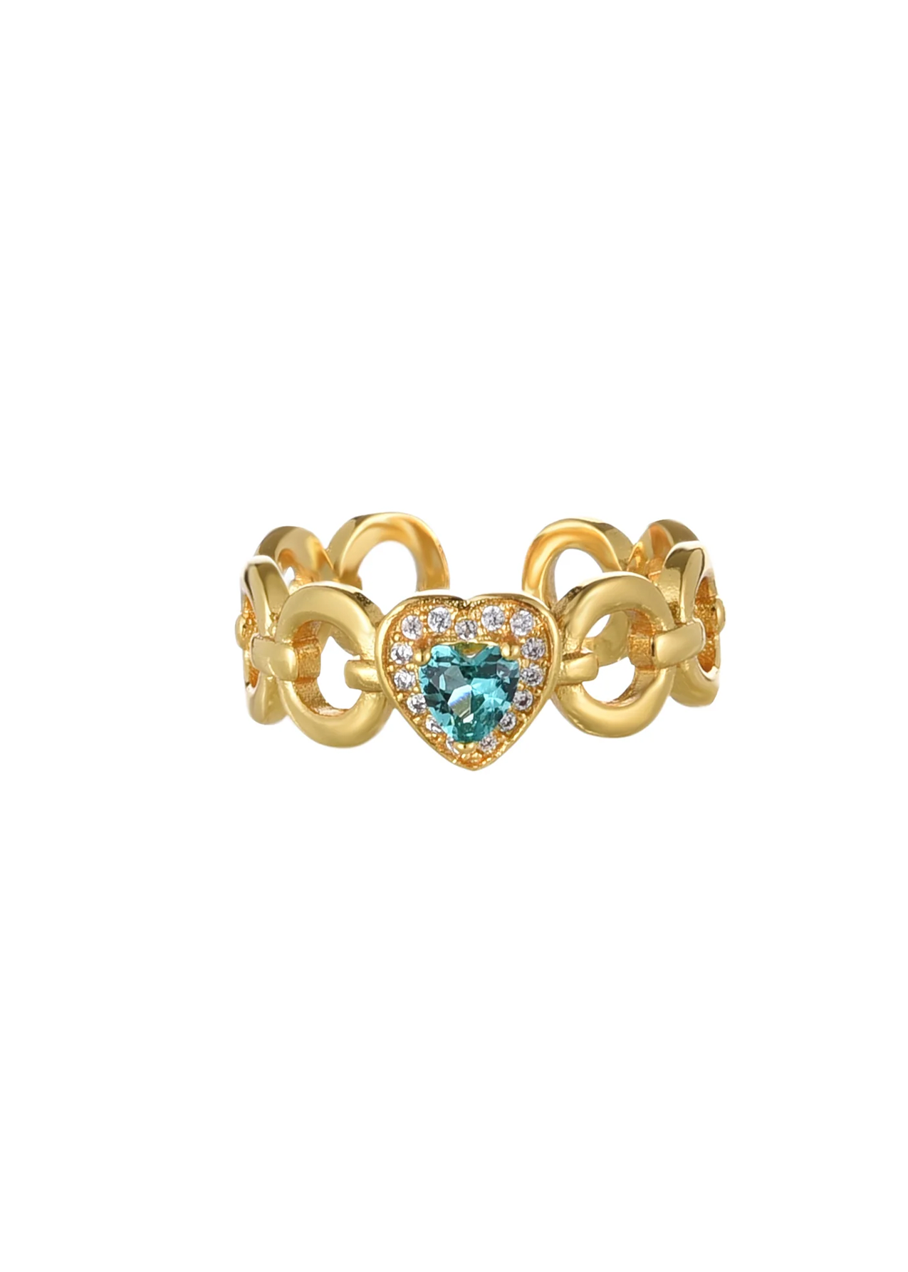 Sacre Tiffany Blue Heart Golden Ring