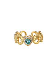 Sacre Tiffany Blue Heart Golden Ring