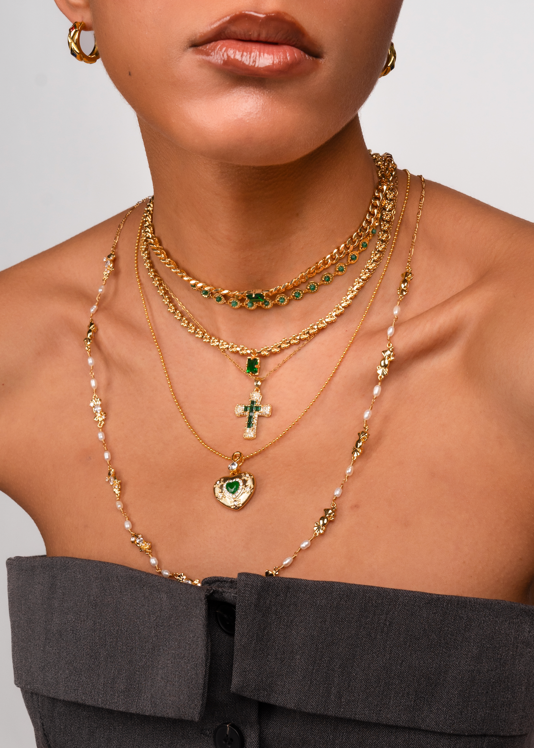 Collar de piedras preciosas de amor verde Gabrielle