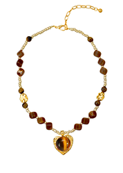 Manuelle Brown Stone Tiger's Eye Golden Necklace