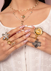 Todd Sakura Green Natural Stone Golden Ring