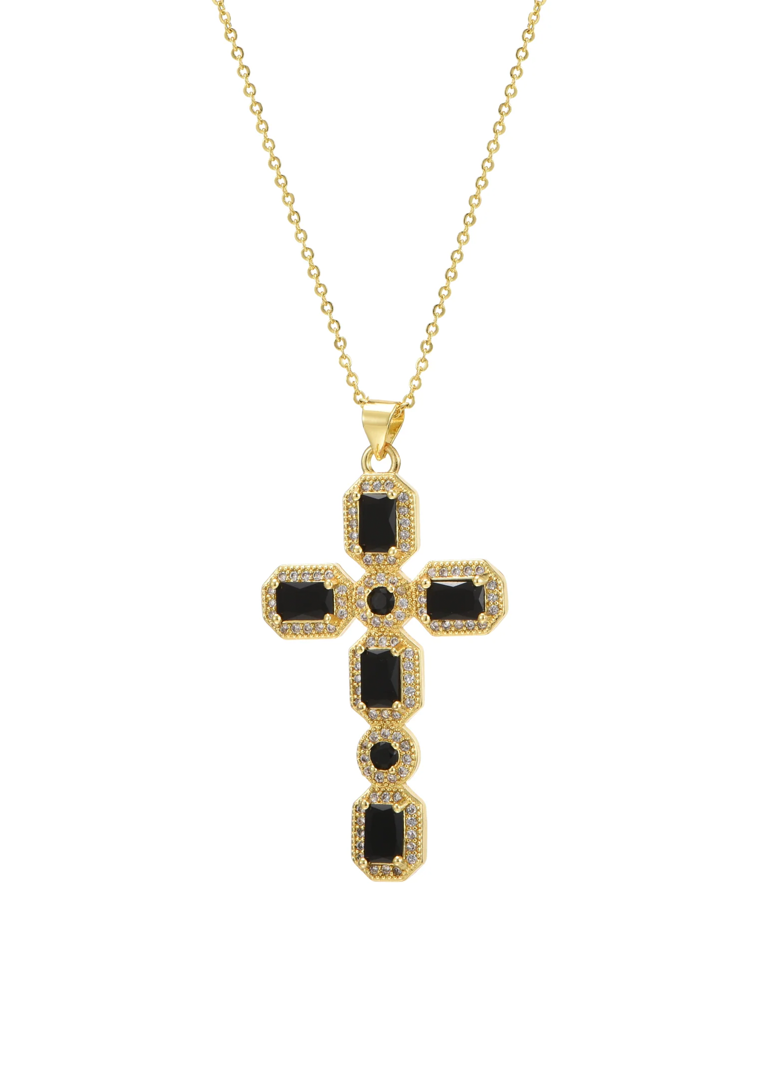 Scarlett Pink Golden Cross Necklace