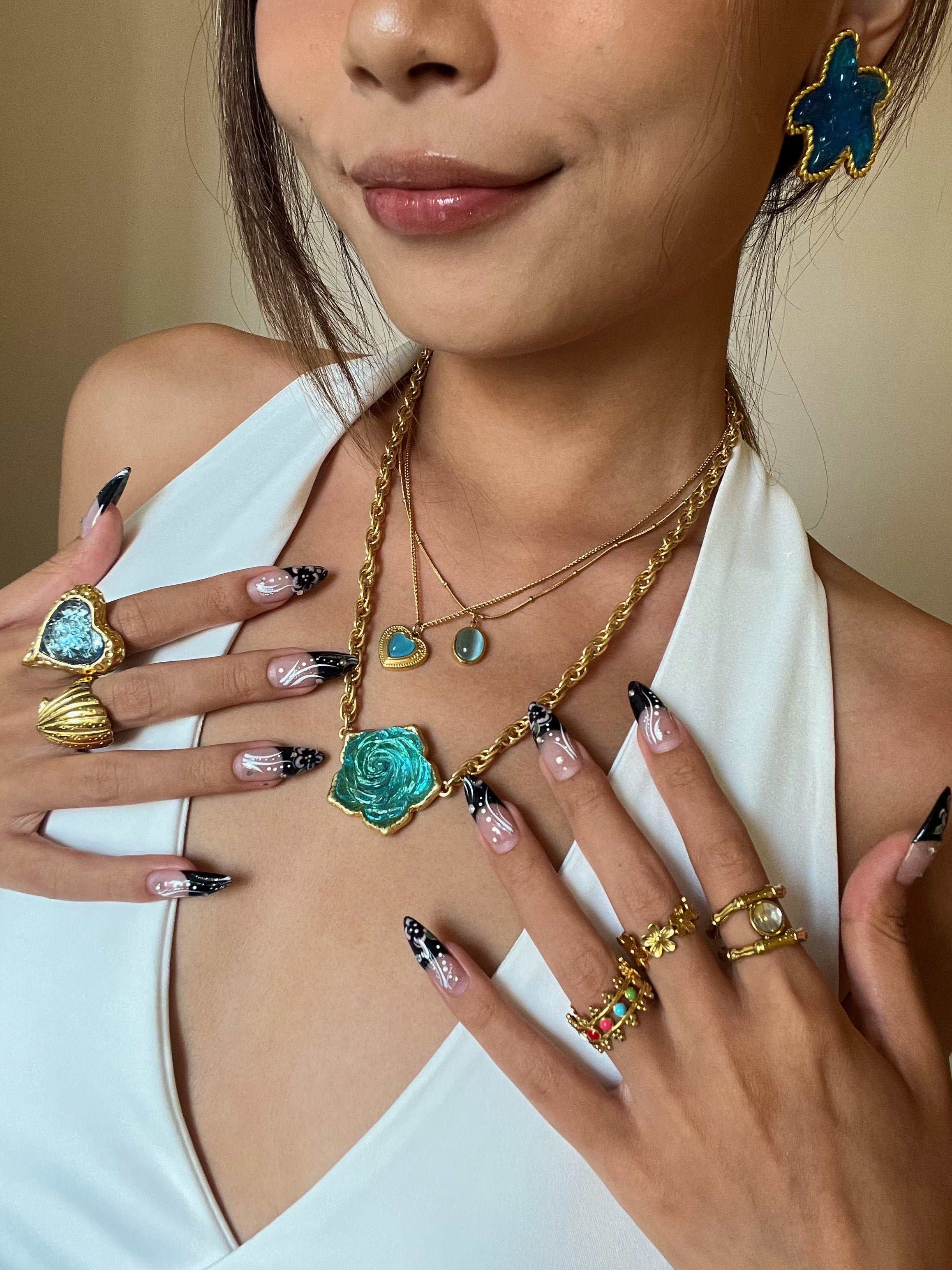 Lam Ice Blue Golden Necklace