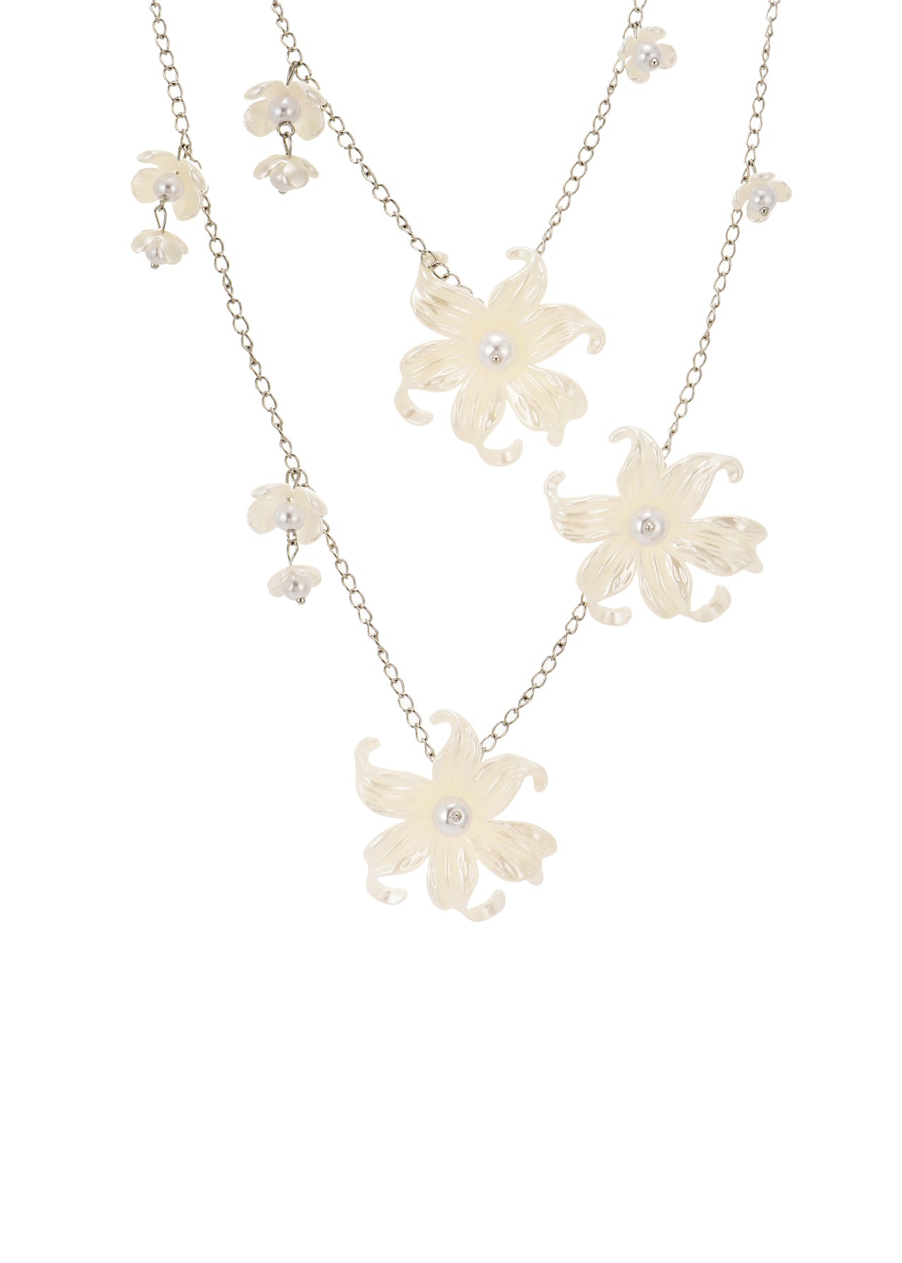 lily flower jewelry Troy Lilas Lily White Flower Long Chain Necklace Body Chain – Vintage Jewelry for Women