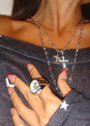 Midnight O'Clock Butterfly Adjustable Silver Watch Ring