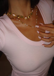 Laurent Pearl Golden Necklace